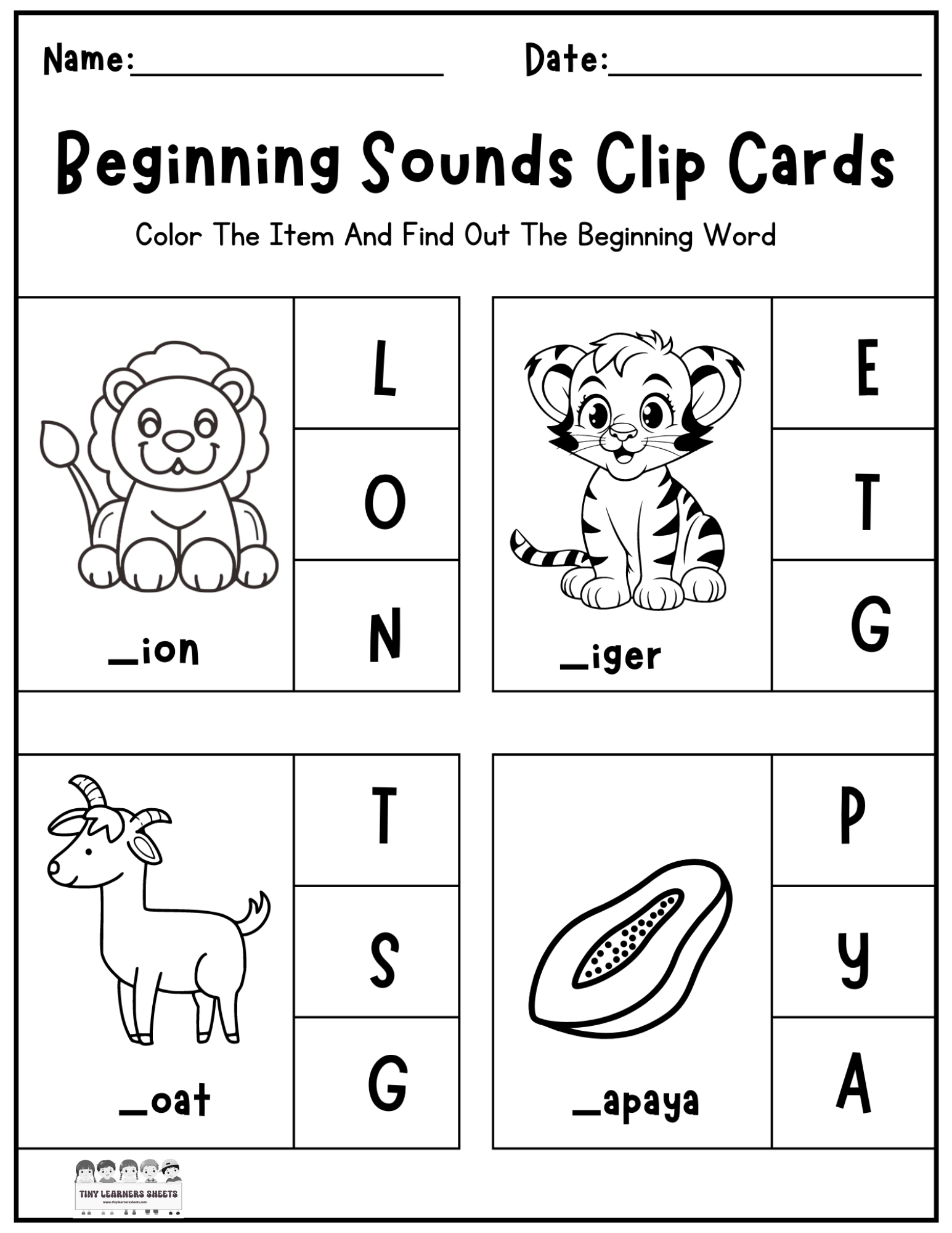 beginning sounds worksheets free printable